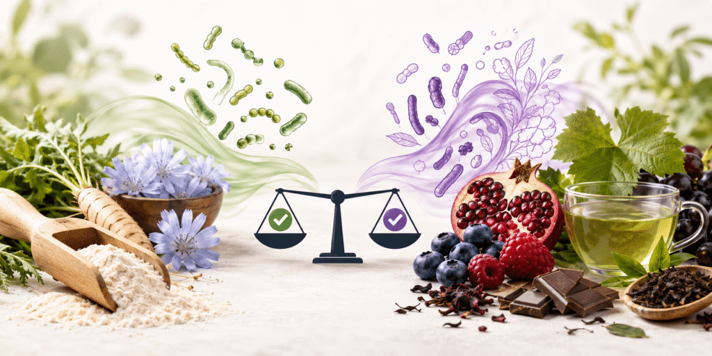 Banner for polyphenols vs prebiotics