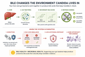 Candida and bile changes in environment
