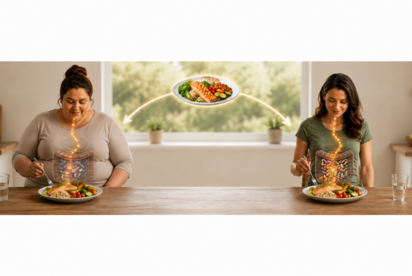 Banner with different gut microbes and different calories absorbed